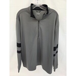 Ahead Extreme Mens Large Gray Black‎ Stripe Quarter Zip Pullover Golf Activewear